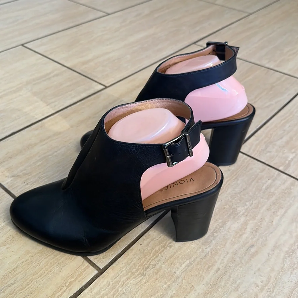 Vionic Lacey Leather Open Heel Booties - Picture 4 of 14